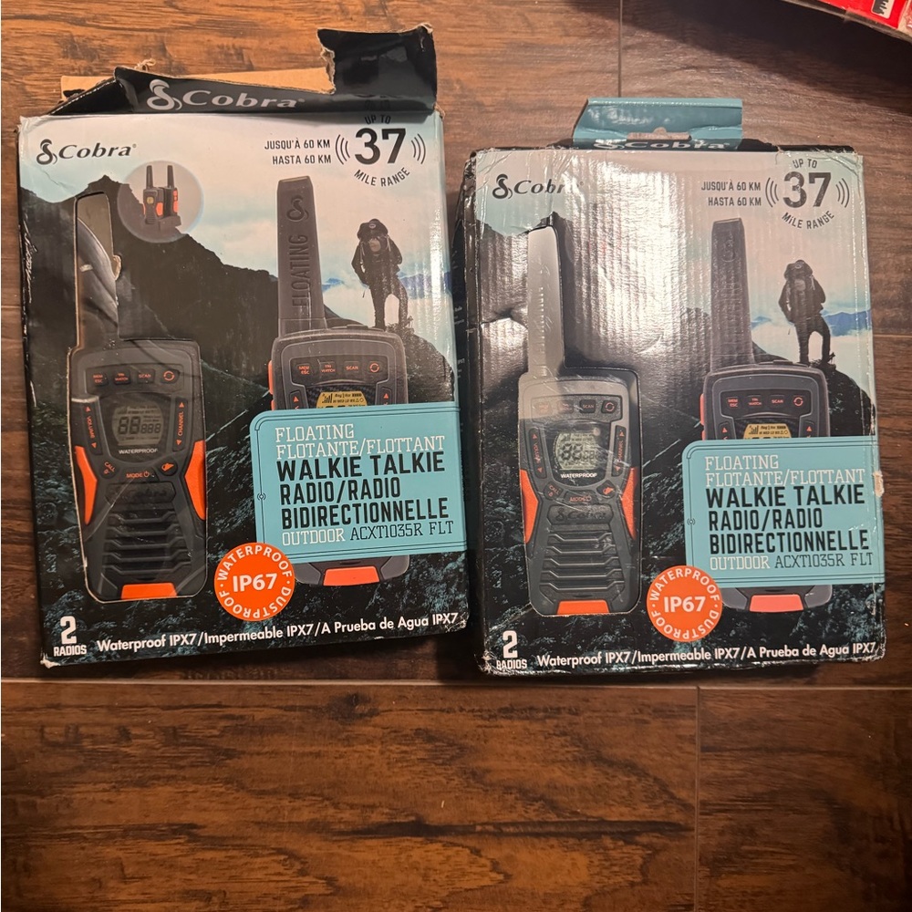 Two sets Cobra ACXT1035R FLT HD walkie-talkie radios